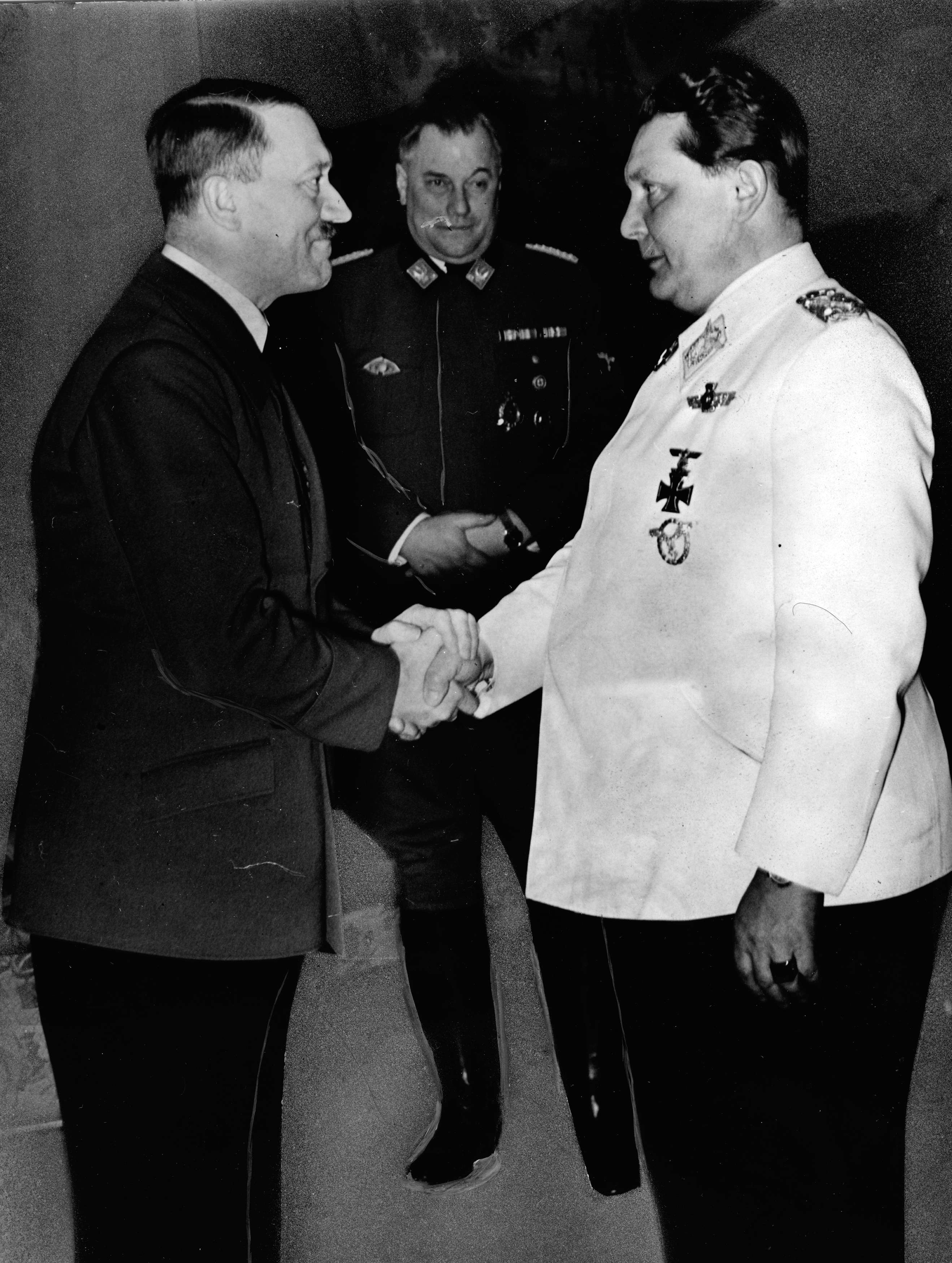 Adolf Hitler congratulates Field Marshal Hermann Goering on his 47th birthday